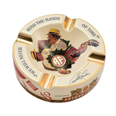 Arturo Fuente Round Decorated Ceramic "Hands of Time" Cream Ashtray