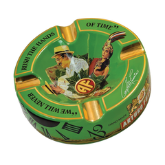 Arturo Fuente Round Decorated Ceramic "Hands of Time" Green Ashtray