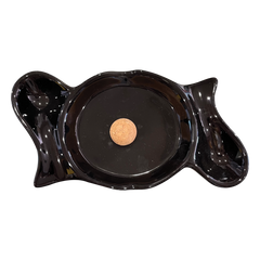 Black Ceramic 2 Pipe Ashtray with Knocker