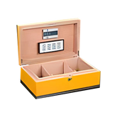 75 Sticks Yellow & Black Chequers Trimmed Humidor