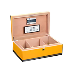 75 Sticks Yellow & Black Chequers Trimmed Humidor