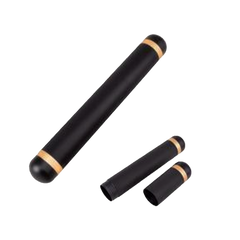 Single Stick Stainless Steel Cigar Tube Black Finish, With Gold Decorate