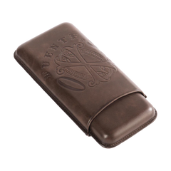 OpusX Society Spanish Nobuk Leather 3 Cigars Case Chocolate Brown