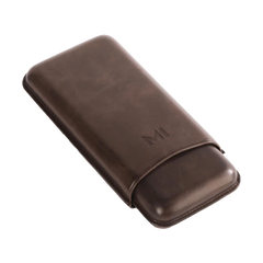 OpusX Society Spanish Nobuk Leather 3 Cigars Case Chocolate Brown