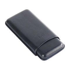 OpusX Society Spanish Nobuk Leather 3 Cigars Case Dark Blue