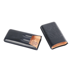 OpusX Society Spanish Nobuk Leather 3 Cigars Case Dark Blue