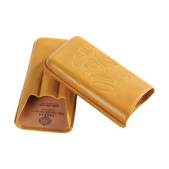 OpusX Society Spanish Nobuk Leather 3 Cigars Case Camel Yellow