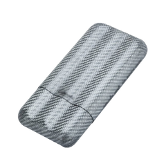 3 Stick Carbon Fiber Cigar Case Silver