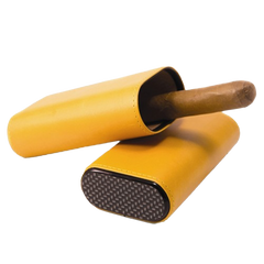 3 Stick Yellow Leather Case With Carbon Fiber Check