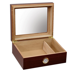25-50 Glass Top Cherry Wood Finish Humidor