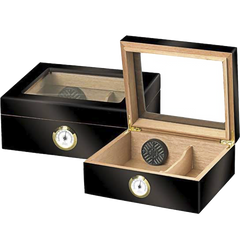 Capri Glasstop Humidor 25-50 Cigars Black Oak
