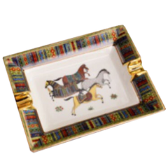Ceramic Ashtray Multicolor Horses