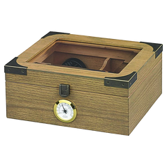 Newport Glass Top Humidor 25 Cigar Count White Oak Finish
