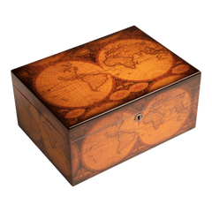 Old World 75 -100 Cigar Humidor with Antique Map Veneer