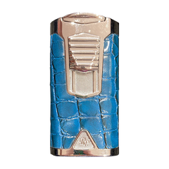 Rocky Patel Statesman 3 Flame Lighter - Brush Nickel & Blue Leather
