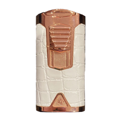 Rocky Patel Statesman 3 Flame Lighter - Rose Gold & White Leather