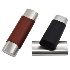 Stainless Steel Cigar Tube With Leather Wrap