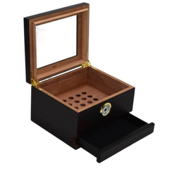 40 Stick Dark Cherry Glass Top Humidor With Bottom Tray