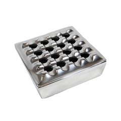 7" Square Grid Cigar Ashtray Handcrafted Polished Metal