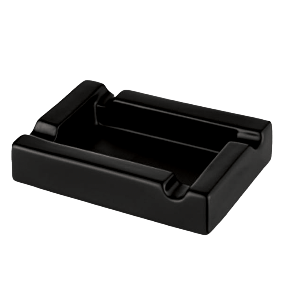 Black Ceramic Rectangle Cigar Ashtray 4 Stick