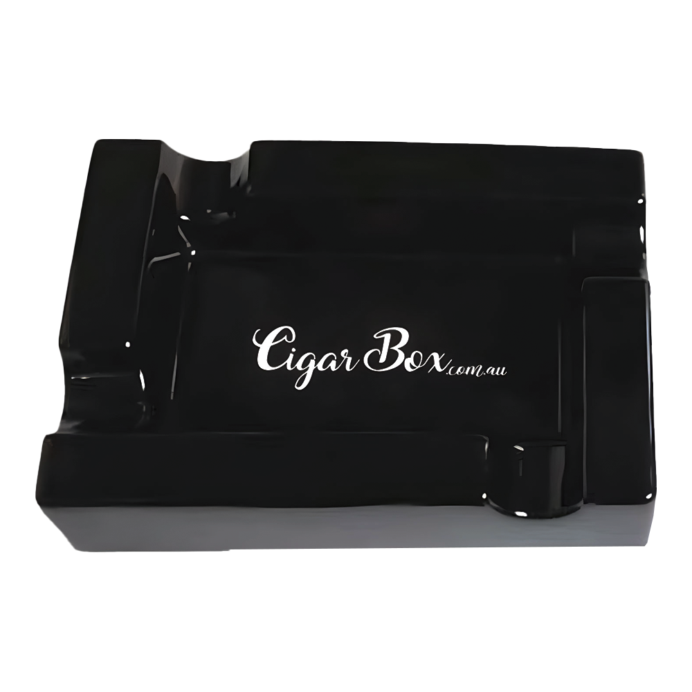 Black Ceramic Rectangle Cigar Ashtray 4 Stick