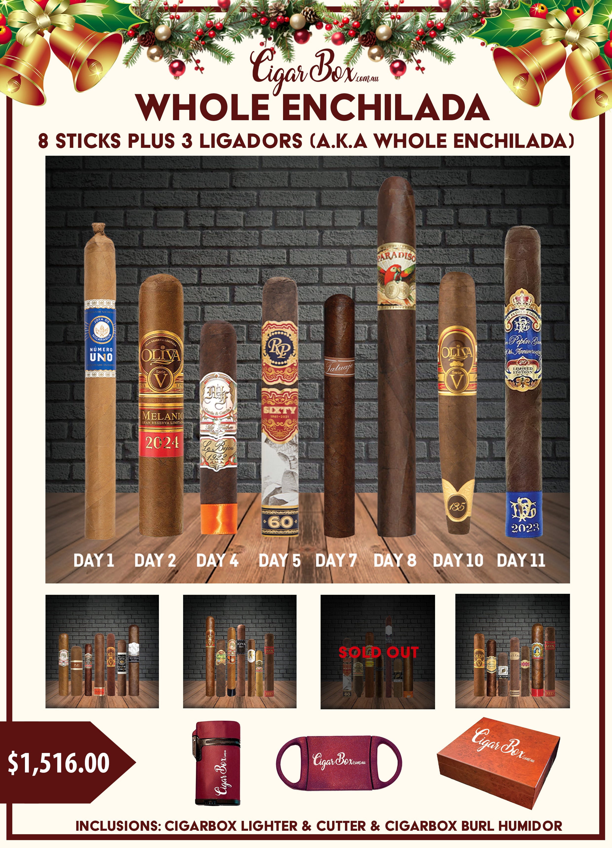 12 Cigars of Christmas - Whole Enchilada - You Choose which Ligadors