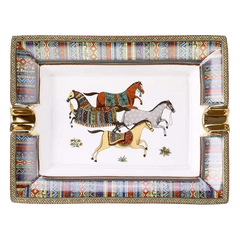 Ceramic Ashtray Multicolor Horses