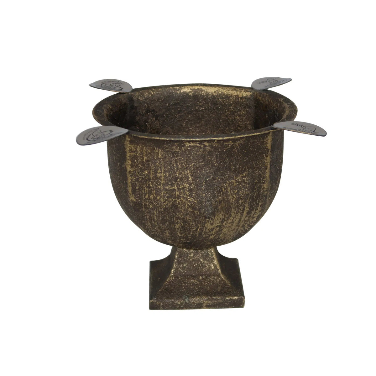Stinky Box Pressed 4 Stirrup Ashtray Cast Gold