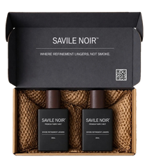 Savile Noir Twin Pack: two 30 mL garment mist bottles in a presentation box