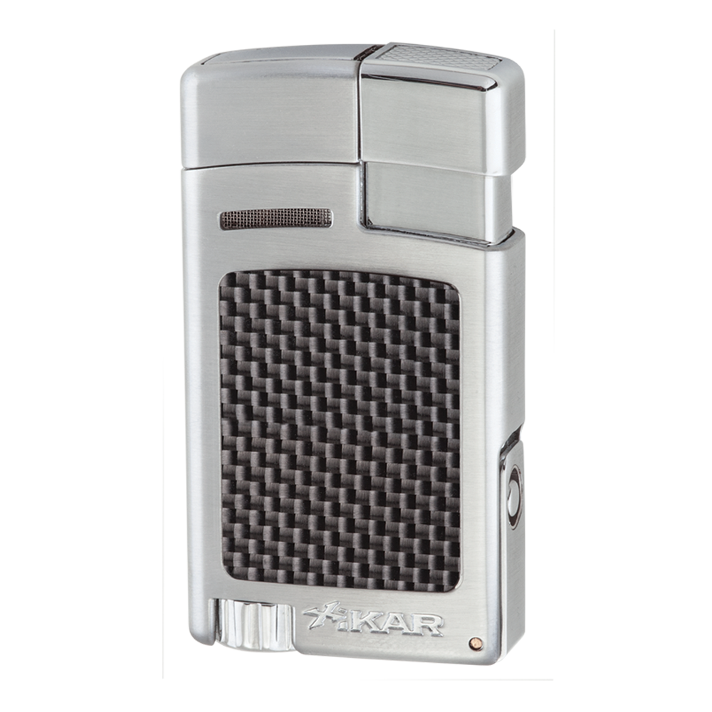 Xikar Forte Single Lighter - Carbon Fiber Silver