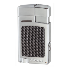 Xikar Forte Single Lighter - Carbon Fiber Silver