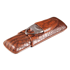 2 Stick Brown Crocodile Leather Case