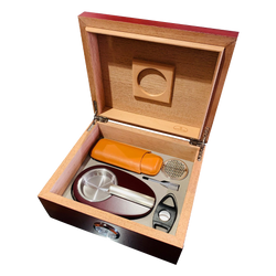 50 Stick Humidor Gift Set With Leather Case Ashtray & Cutter