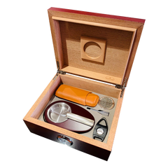 50 Stick Humidor Gift Set With Leather Case Ashtray & Cutter