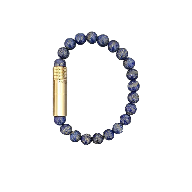 Les Fines Lames Punch Bracelet GOLD LAPIS LAZULI 8mm Extra Large