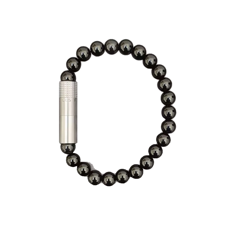 Les Fines Lames Punch Bracelet STEEL ONYX 8mm Large