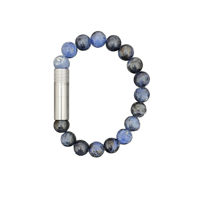 Les Fines Lames Punch Bracelet STEEL SODALITE 10mm Large