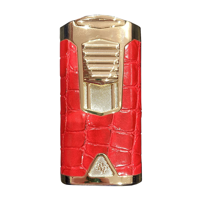 Rocky Patel Statesman 3 Flame Lighter - Gold & Red Leather