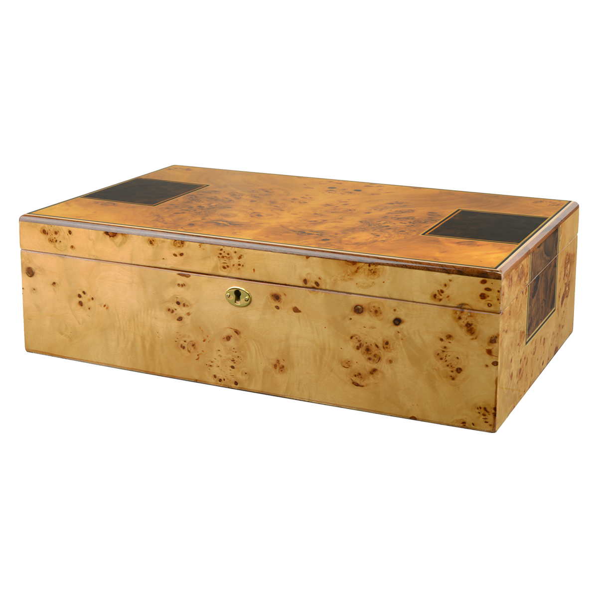 Toulouse 175Ct Humidor High Lacquer Mapa Burl Finish Spanish Cedar With Brass Lock